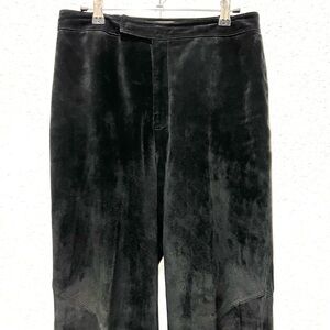 Luxurious Black‎ Velvet genuine leather Straight Leg Pants 10